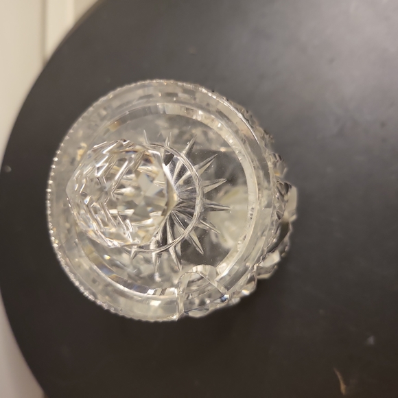 Vintage Cut Crystal Glass Relish / Honey Jar w/ Lid - Picture 2 of 10